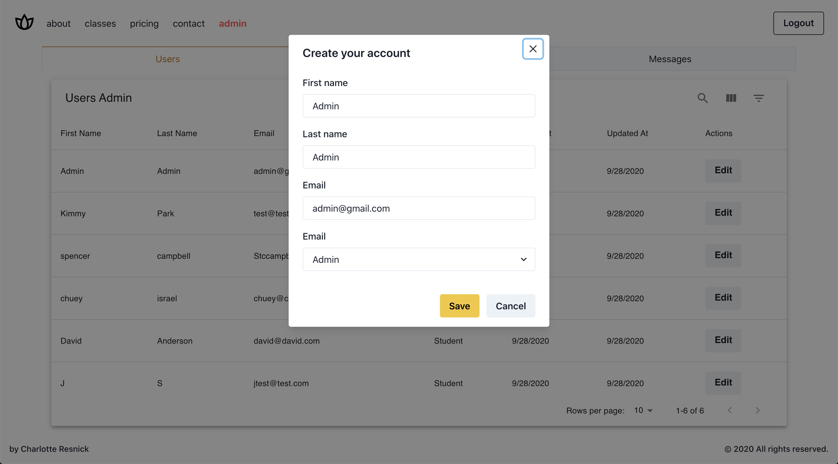 Edit User Information Modal